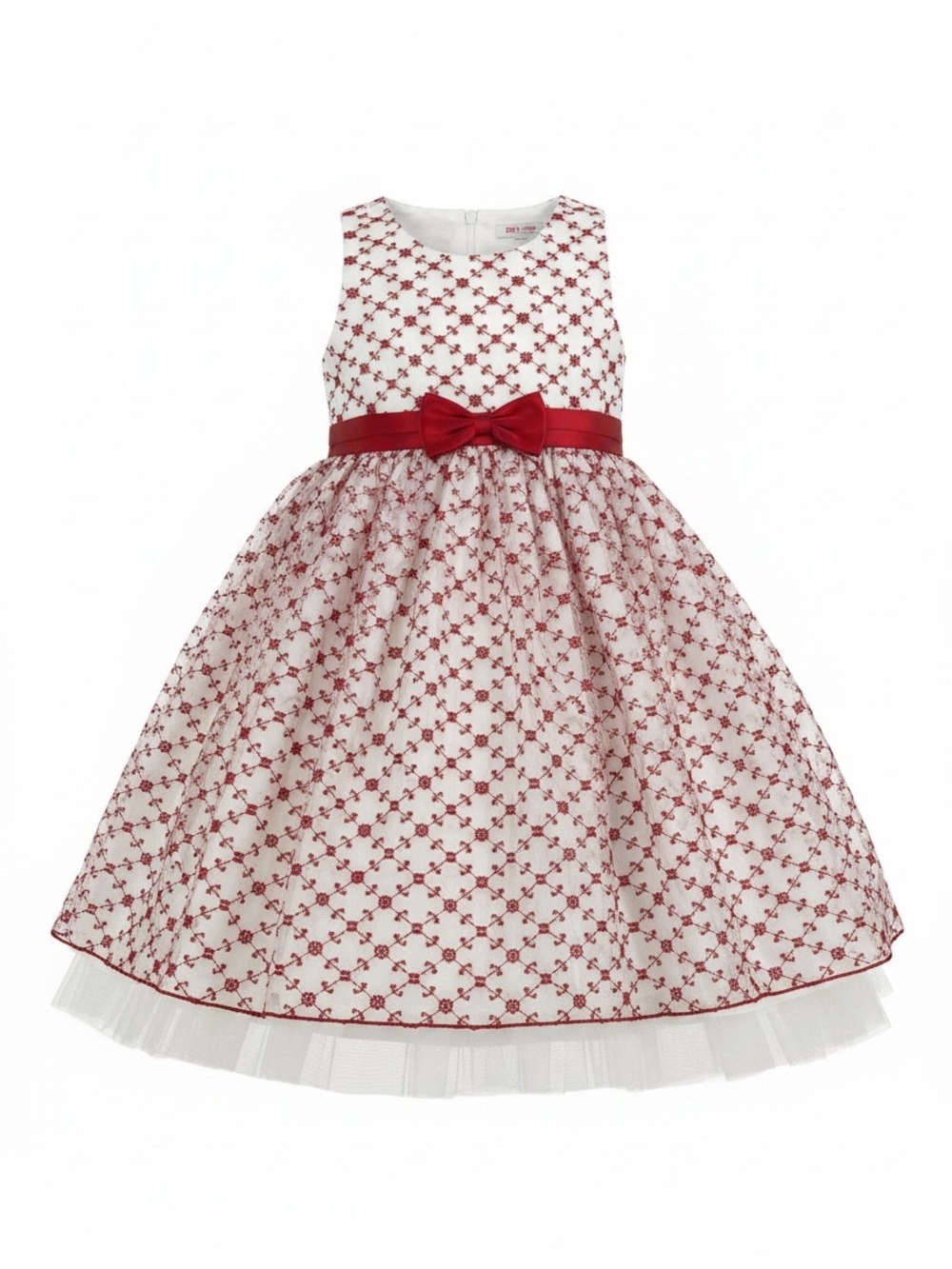 American Princess White Dress with Red Embroidered Detail girls size 10